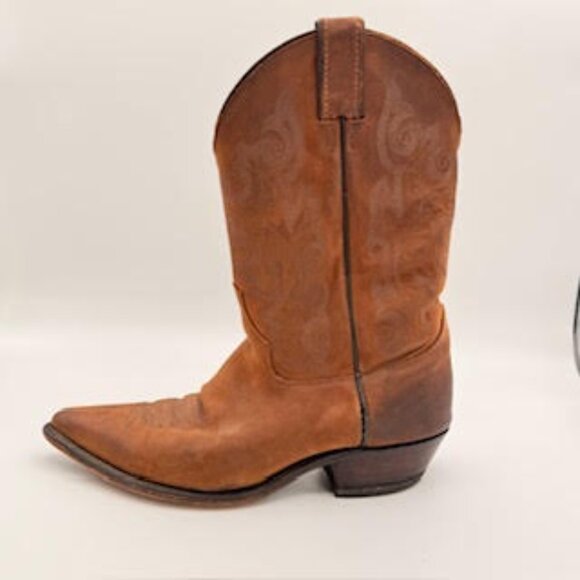 Justin Cowboy Boots Brown Leather Western Embroidered Men’s 9B (Women’s 10.5) - Picture 8 of 15
